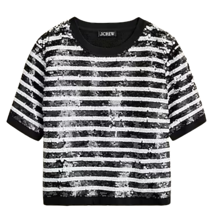 Striped Sequin-Embellished Tee